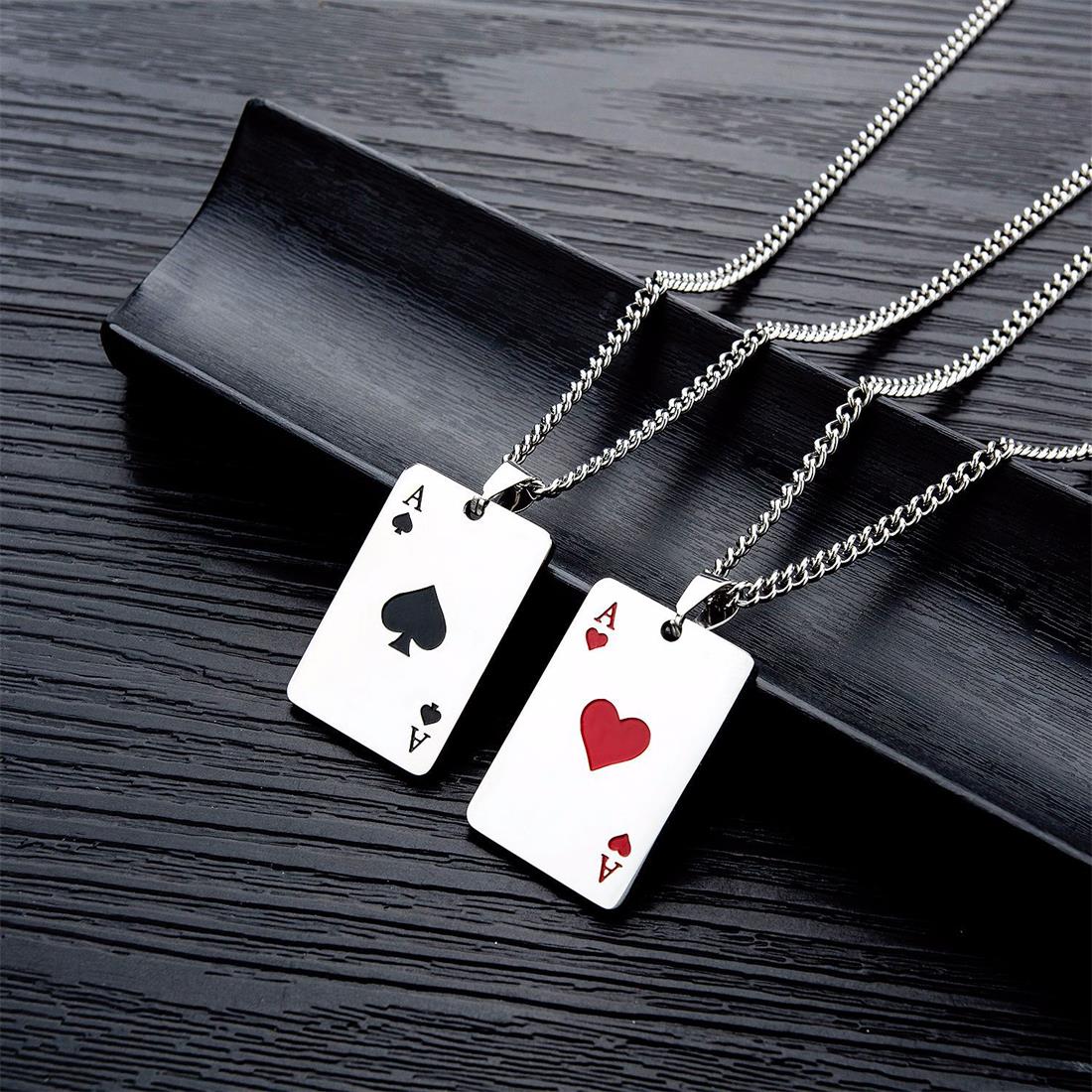 Poker Red Heart Pendant Necklace