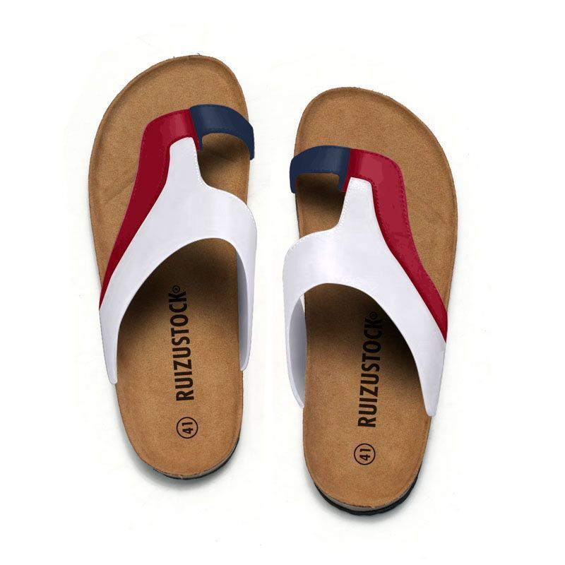 Summer Men's Cork Flip Flops Color Matching Beach Shoes