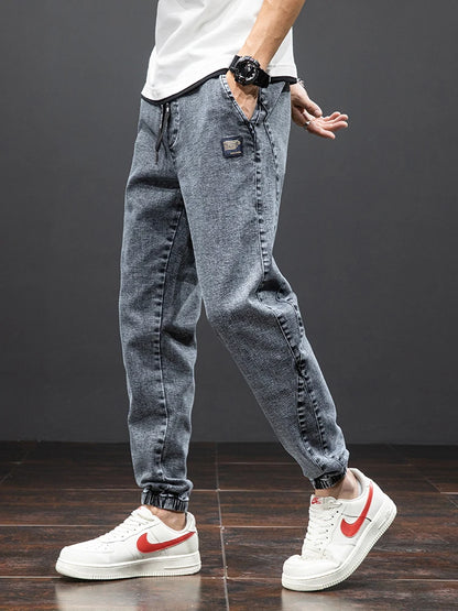 Spring Summer Black Blue Cargo Jeans Men Streetwear Denim Jogger Pants Men Baggy Harem Jean