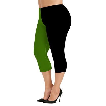 Custom Women's Capri Pants "Black and Green"