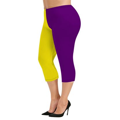 Custom Women's Capri Pants "Purple and Yellow"