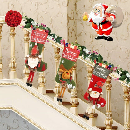 Xmas Big Stockings Set Decorations Christmas 3D Plush Big Sock Christmas Tree Pendant Decorating Supplies