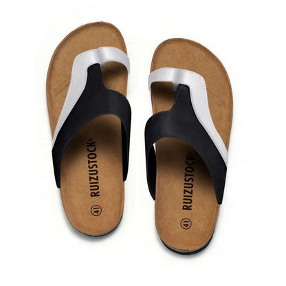 Summer Men's Cork Flip Flops Color Matching Beach Shoes