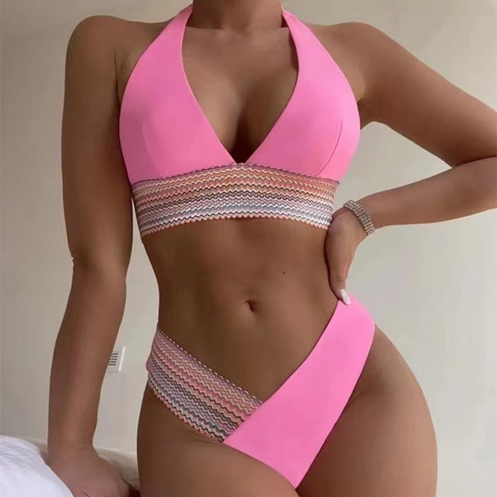 Women's Two-piece Swimsuit Solid Color Color Matching Bikini