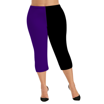 Custom Women's Capri Pants "Black and Purple"