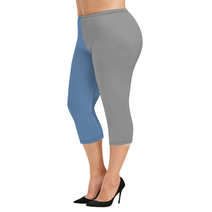 Custom Women's Capri Pants "Blue and Gray"