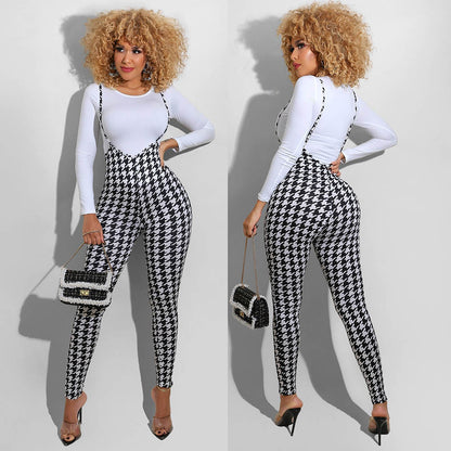 Printed Long Sleeve Slim Ladies Sling Casual Suit