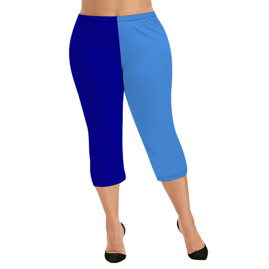 Custom Women's Capri Pants "Dark Blue and Light Blue"