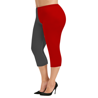 Custom Women's Capri Pants "Gray and Red"