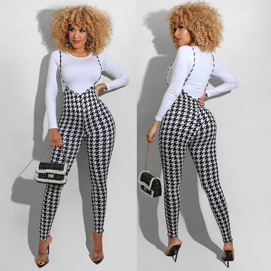 Printed Long Sleeve Slim Ladies Sling Casual Suit