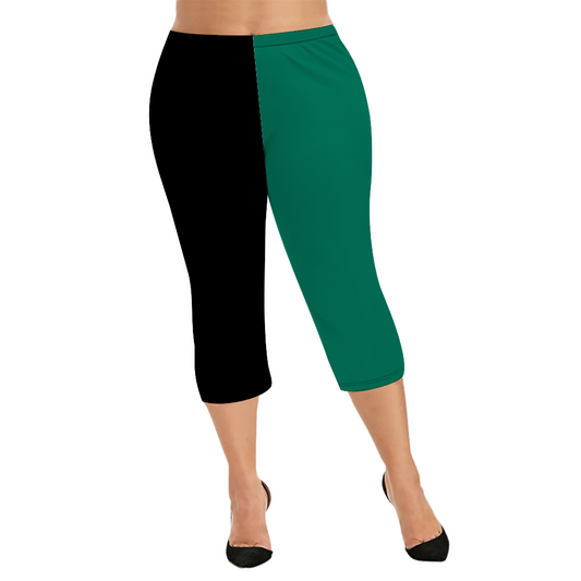 Custom Women's Capri Pants "Black and Teal"