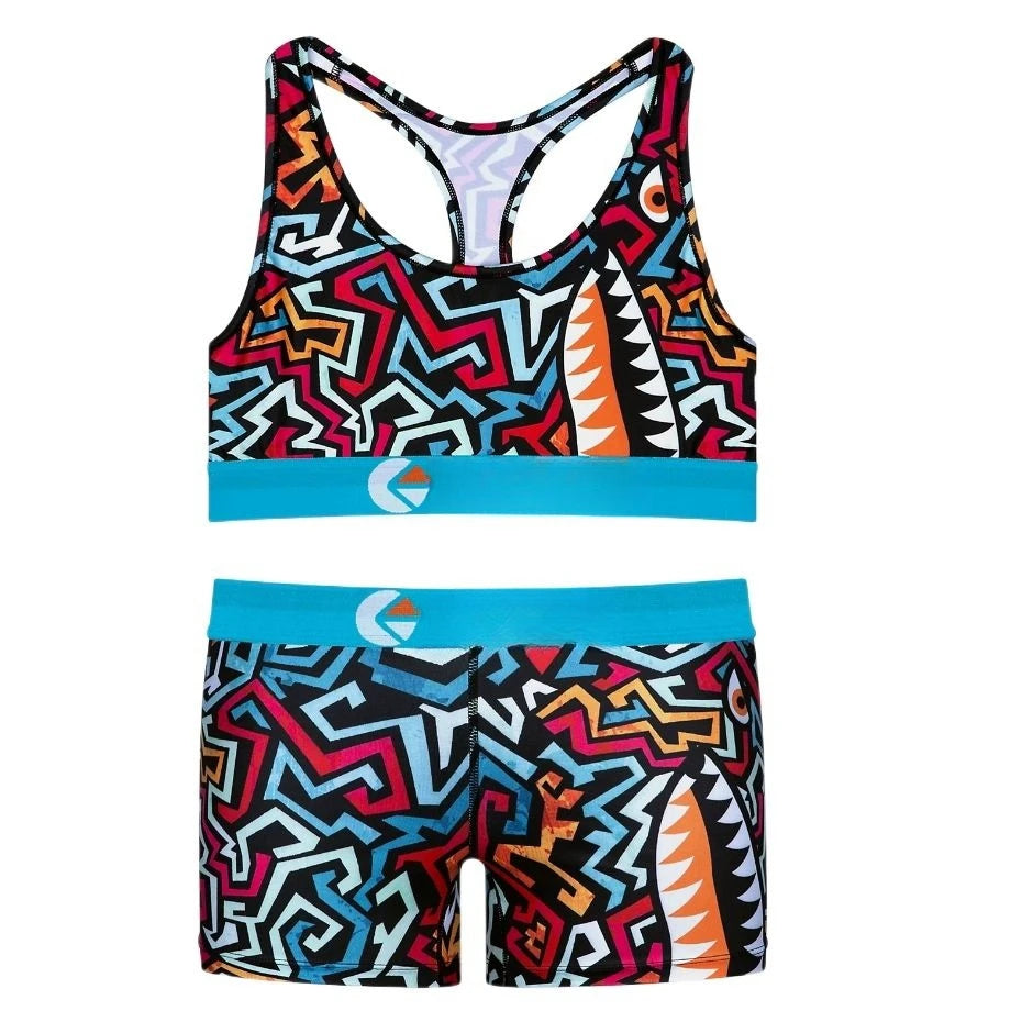 Women 2pcs Outfit Shorts Set Female Bra And Boxers Club Spandex Sleeveless Vest Shorts Spandex Suits Womens Sports Two Piece Set