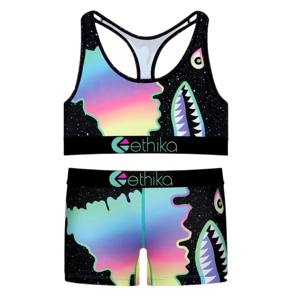 Women 2pcs Outfit Shorts Set Female Bra And Boxers Club Spandex Sleeveless Vest Shorts Spandex Suits Womens Sports Two Piece Set