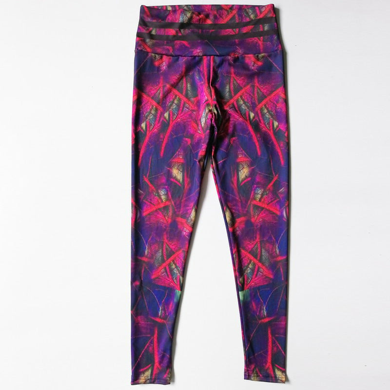 Leaf print fitness yoga pants