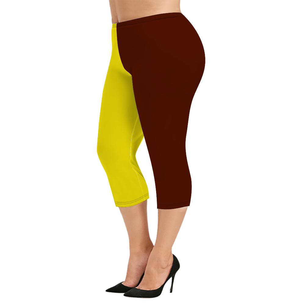 Custom Women's Capri Pants "Brown and Yellow"