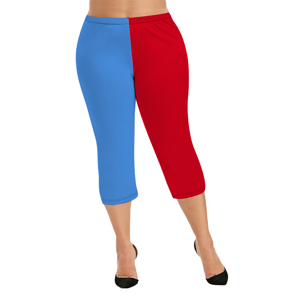 Custom Women's Capri Pants "Blue and Red"