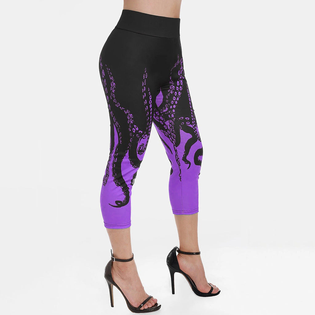 High-Waisted Octopus Print Leggings