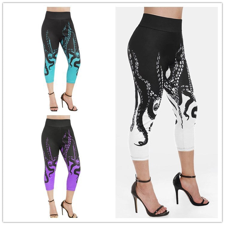 High-Waisted Octopus Print Leggings