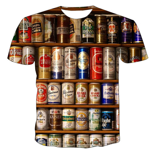 All Kinds Of Beer  3D Printing T-Shirt Men'S Short-Sleeved T-Shirt Plus Size