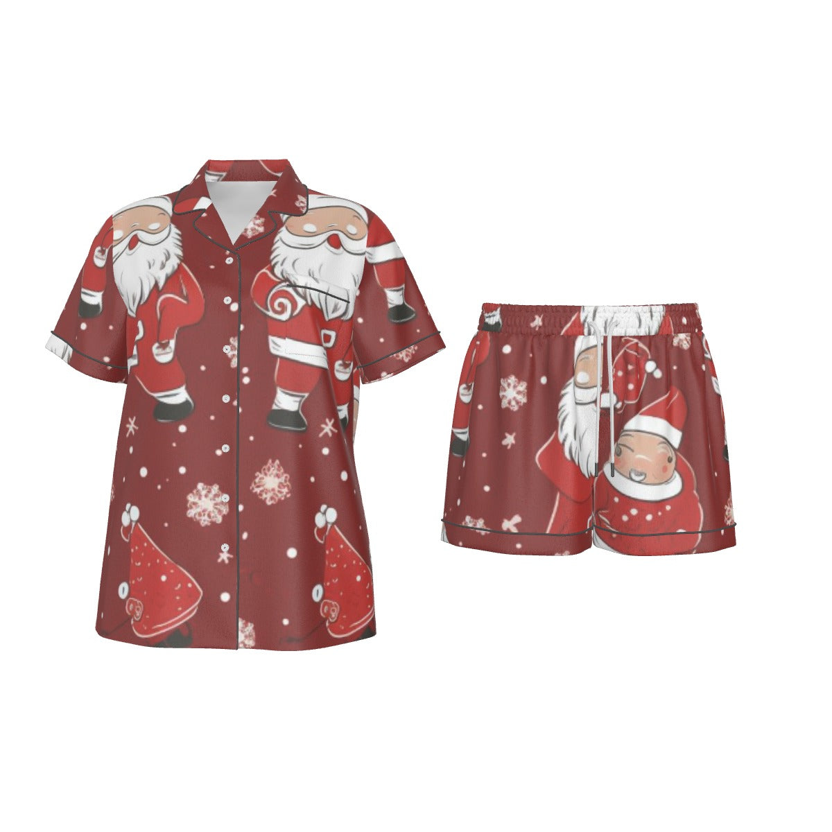 Holiday  Women's Imitation Silk Pajama Set With Short Sleeve