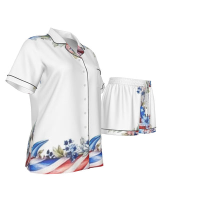 Holiday Women's Imitation Silk Pajama Set With Short Sleeve