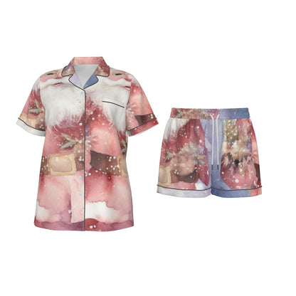 Holiday  Women's Imitation Silk Pajama Set With Short Sleeve