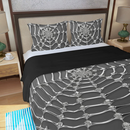 Three Piece Duvet Bedding Set Gray Web