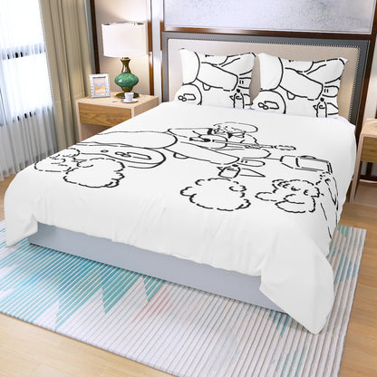 Three Piece Duvet Bedding Set Man With Dogs