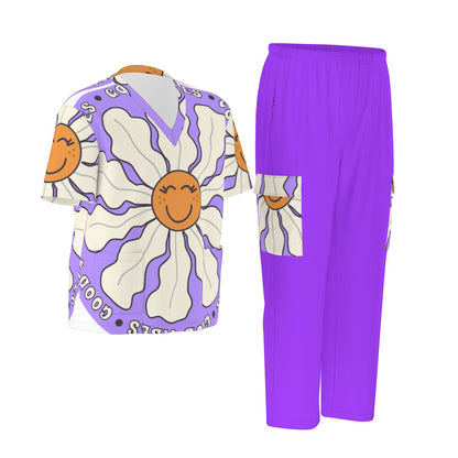 Unisex Scrub Set Purple Flowers