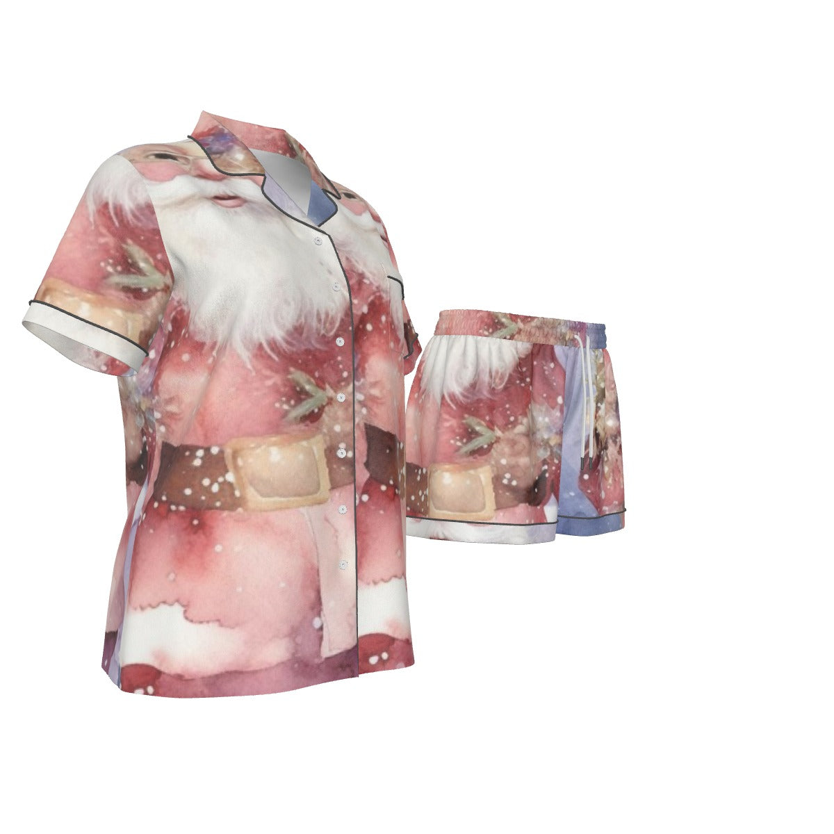 Holiday  Women's Imitation Silk Pajama Set With Short Sleeve