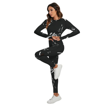 Women's Sport Set With Backless Top And Leggings "Black and White"