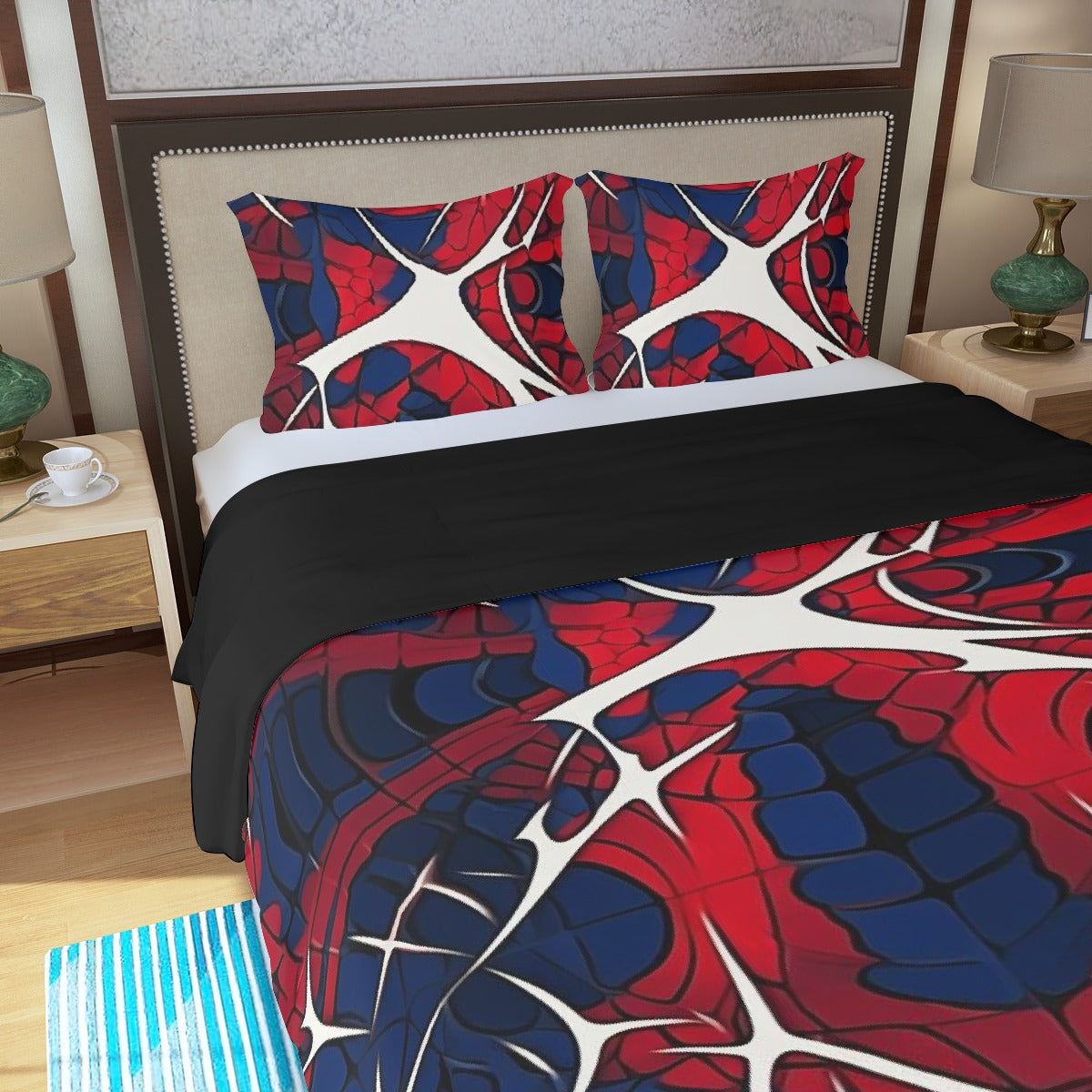 Three Piece Duvet Bedding Set Red white and blue Web