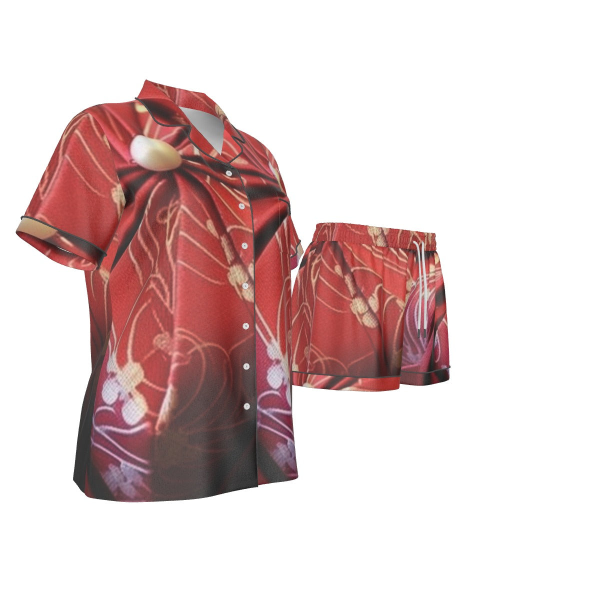 Holiday Women's Imitation Silk Pajama Set With Short Sleeve