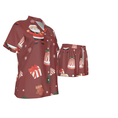 Holiday  Women's Imitation Silk Pajama Set With Short Sleeve