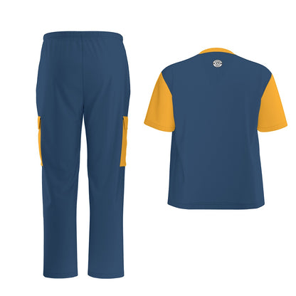 Unisex Scrub Set Birdseye Blue and Yellow