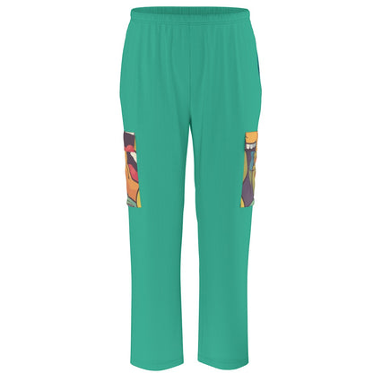 Unisex Scrub Set Birdseye Teal and Faces