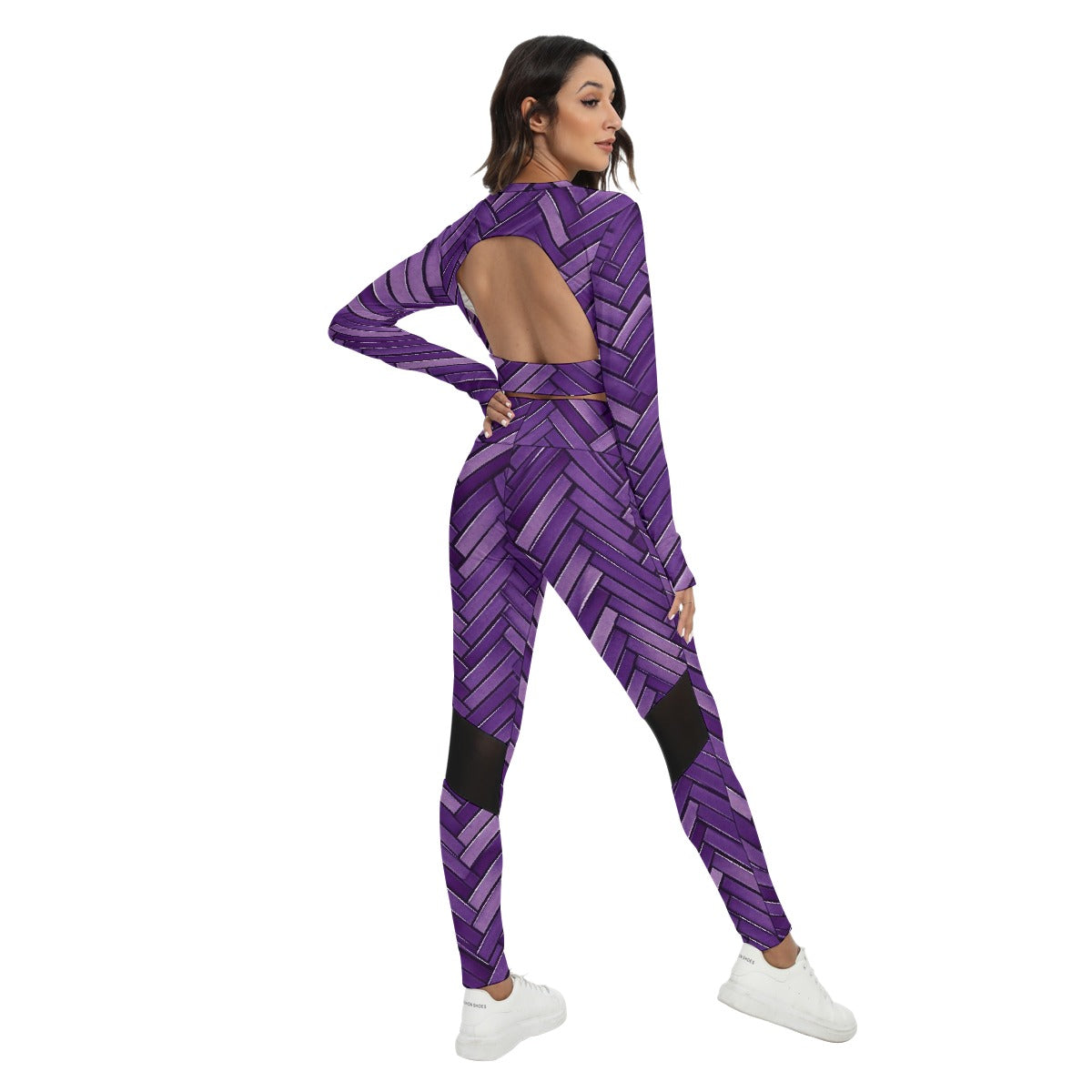 Women's Sport Set With Backless Top And Leggings "Purple"