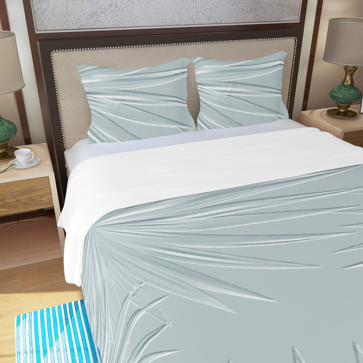 Three Piece Duvet Bedding Set Light Teal