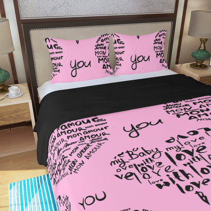 Three Piece Duvet Bedding Set Love in Many Languages