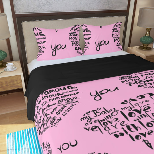 Three Piece Duvet Bedding Set Love in Many Languages