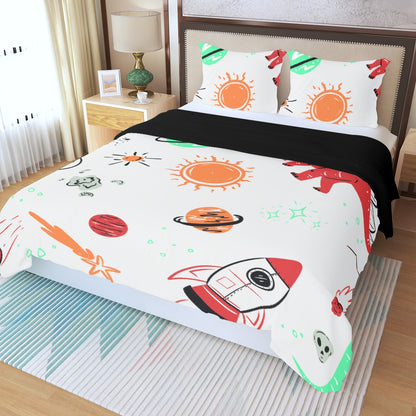 Three Piece Duvet Bedding Set Dino in Space