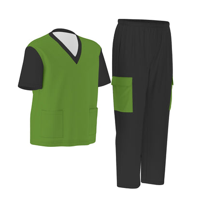 Unisex Scrub Set Birdseye Green and Black