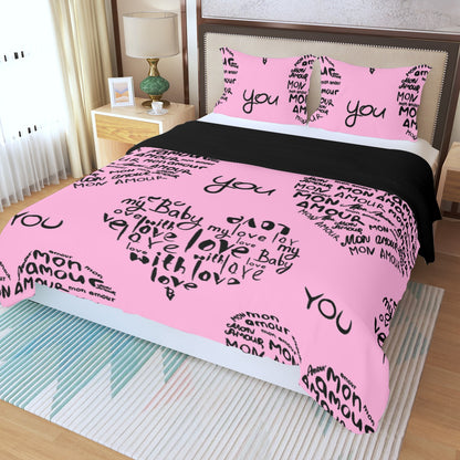 Three Piece Duvet Bedding Set Love in Many Languages