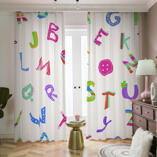 Blackout Curtains with Hooks Alphabet in Color