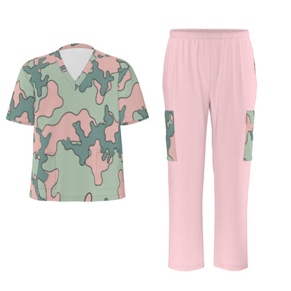 Unisex Scrub Set Birdseye Camo Pink