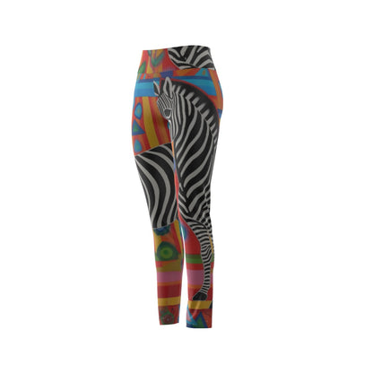 Women's High Waist Leggings | Side Stitch Closure Leggings "Zebra"