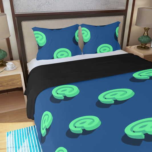 Three Piece Duvet Bedding Set Green and Blue