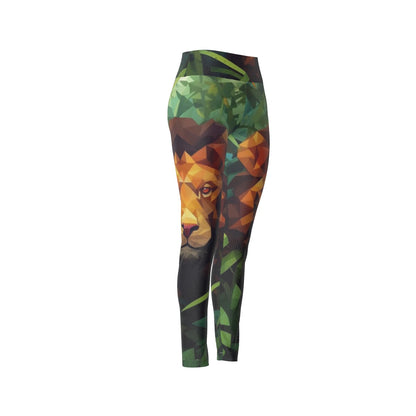 Women's High Waist Leggings | Side Stitch Closure "King of the Jungle"