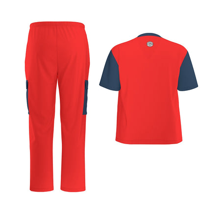 Unisex Scrub Set Birdseye Red and Blue