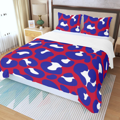 Three Piece Duvet Bedding Set Red White and Blue